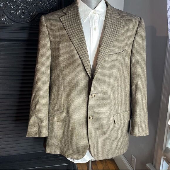 Ermenegildo Zegna 54R Brown Wool Micro Check Hopsack Blazer Sports Coat - Picture 2 of 11
